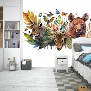 Suluboya Hayvanlar Çocuk Odası Duvar Kağıdı YH-00254
