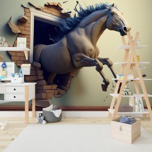 Duvarı Yıkan Tahta At Dekor Duvar Kağıdı YH-00263