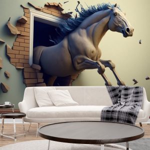 Duvarı Yıkan Tahta At Dekor Duvar Kağıdı YH-00263