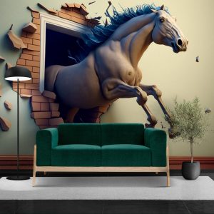 Duvarı Yıkan Tahta At Dekor Duvar Kağıdı YH-00263