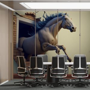 Duvarı Yıkan Tahta At Dekor Duvar Kağıdı YH-00263