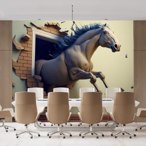 Duvarı Yıkan Tahta At Dekor Duvar Kağıdı YH-00263