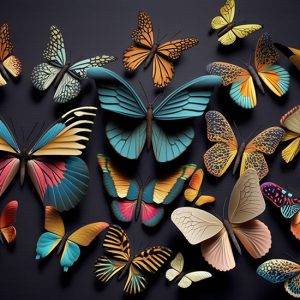 3D Kelebek Koleksiyonu Duvar Kağıdı YH-00330