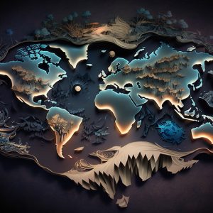 3D Dünya Haritası Duvar Kağıdı YHA-00418