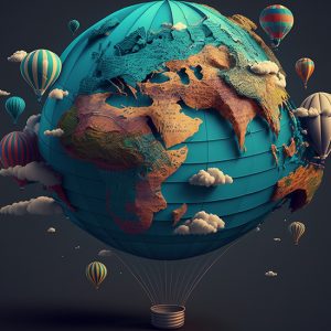 Dünya ve Balonlar Harita Duvar Kağıdı YHA-00440