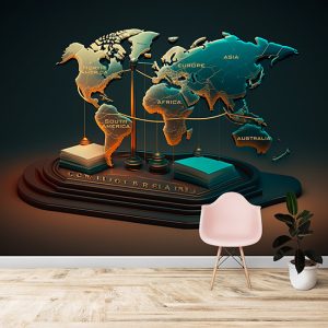 Dünya Kıtalarını Gösteren Harita Duvar Kağıdı YHA-00445