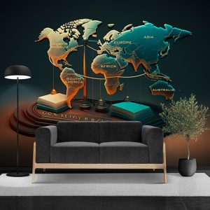 Dünya Kıtalarını Gösteren Harita Duvar Kağıdı YHA-00445