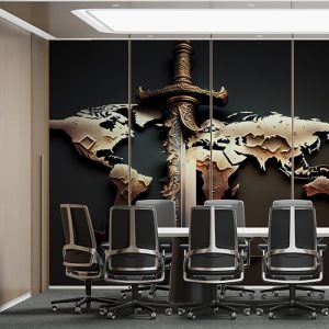 Dünya Haritası ve Bir Kılıç Vintage Duvar Kağıdı YHA-00448