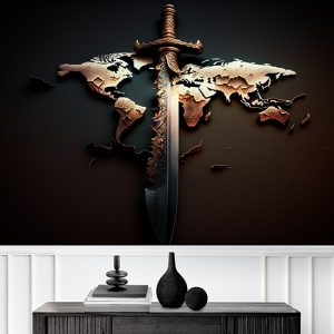 Dünya Haritası ve Bir Kılıç Vintage Duvar Kağıdı YHA-00448