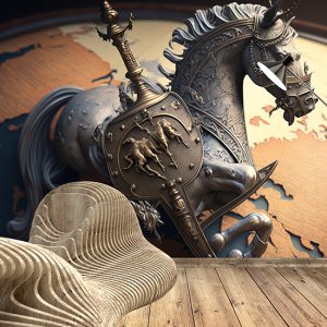 Zırhlı At Arkasında Dünya Haritası Duvar Kağıdı YHA-00453