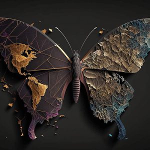 Dünya Haritası Desenli Kelebek Duvar Kağıdı YHA-00479