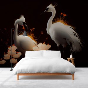 Beyaz Turna Kuşları Duvar Kağıtları YH- 00002