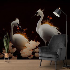 Beyaz Turna Kuşları Duvar Kağıtları YH- 00002