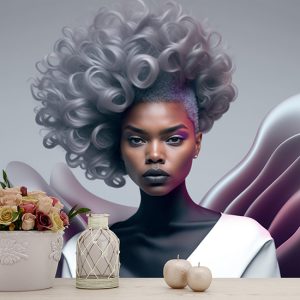 Gri Saçlı Fashion Kadın Kuaför Duvar Kağıdı YK-00053