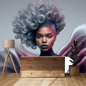 Gri Saçlı Fashion Kadın Kuaför Duvar Kağıdı YK-00053