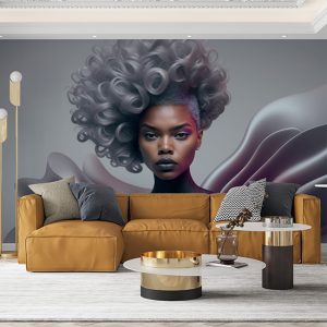 Gri Saçlı Fashion Kadın Kuaför Duvar Kağıdı YK-00053