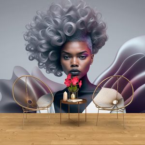 Gri Saçlı Fashion Kadın Kuaför Duvar Kağıdı YK-00053