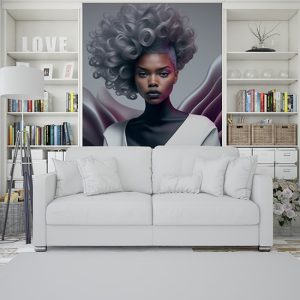 Gri Saçlı Fashion Kadın Kuaför Duvar Kağıdı YK-00053