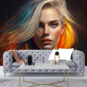 Rengarenk Saçlı Kadın Kuaför/Güzellik Merkezi Duvar Kağıtları YK-00082