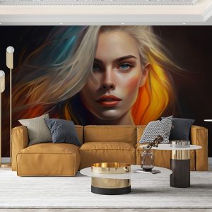 Rengarenk Saçlı Kadın Kuaför/Güzellik Merkezi Duvar Kağıtları YK-00082