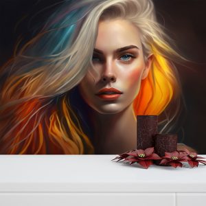 Rengarenk Saçlı Kadın Kuaför/Güzellik Merkezi Duvar Kağıtları YK-00082