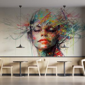 Suluboya Kadın Çizim Sanatsal Duvar Kağıdı YK-00114