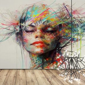 Suluboya Kadın Çizim Sanatsal Duvar Kağıdı YK-00114