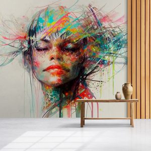 Suluboya Kadın Çizim Sanatsal Duvar Kağıdı YK-00114