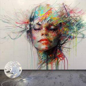 Suluboya Kadın Çizim Sanatsal Duvar Kağıdı YK-00114