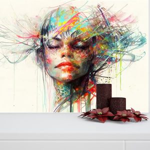 Suluboya Kadın Çizim Sanatsal Duvar Kağıdı YK-00114