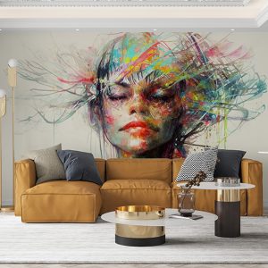 Suluboya Kadın Çizim Sanatsal Duvar Kağıdı YK-00114