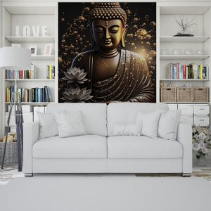 Buda Heykeli Altın Parıltılar Duvar Kağıtları YM-00161