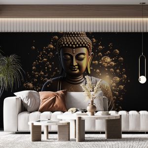 Buda Heykeli Altın Parıltılar Duvar Kağıtları YM-00161
