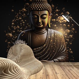 Buda Heykeli Altın Parıltılar Duvar Kağıtları YM-00161