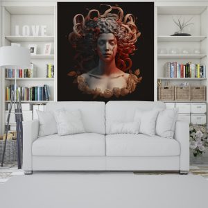 Yunan Mitolojisi Medusa Heykel Kuaför Duvar Kağıdı YM-00164