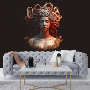 Yunan Mitolojisi Medusa Heykel Kuaför Duvar Kağıdı YM-00164