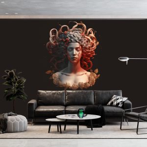 Yunan Mitolojisi Medusa Heykel Kuaför Duvar Kağıdı YM-00164