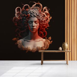 Yunan Mitolojisi Medusa Heykel Kuaför Duvar Kağıdı YM-00164