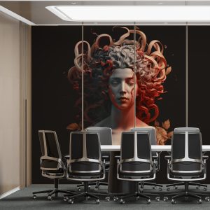 Yunan Mitolojisi Medusa Heykel Kuaför Duvar Kağıdı YM-00164