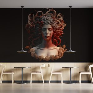 Yunan Mitolojisi Medusa Heykel Kuaför Duvar Kağıdı YM-00164