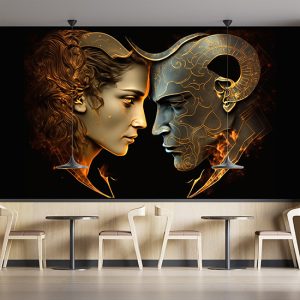 Koç Kadını ve Boğa Erkeği Burçlar Duvar Kağıdı YM-00371