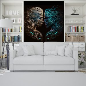 İkizler Kadını ve Kova Erkeği Burçlar Duvar Kağıdı YM-00373