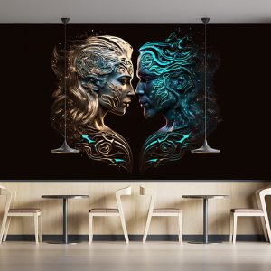 İkizler Kadını ve Kova Erkeği Burçlar Duvar Kağıdı YM-00373