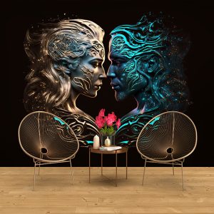 İkizler Kadını ve Kova Erkeği Burçlar Duvar Kağıdı YM-00373