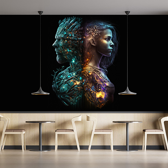 Aslan Kadını ve Yengeç Erkeği Burçlar Duvar Kağıdı YM-00376