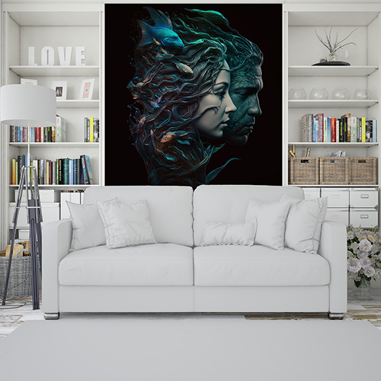Balık Kadını ve Yengeç Erkeği Burçlar Duvar Kağıdı YM-00377