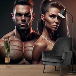 Spor Salonu İçin Duvar Kağıtları Fit Kadın ve Erkek YSP-00067