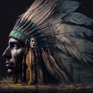 Tüylü Başlığıyla Kızılderili Bir Savaşçı Duvar Kağıdı YT-00086