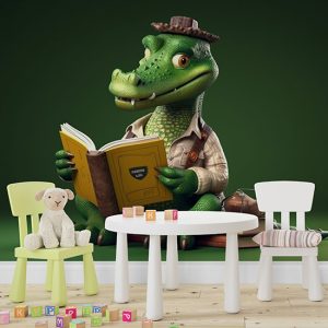 Kitap Okuyan Sevimli Timsah Duvar Kağıtları YCO-00627