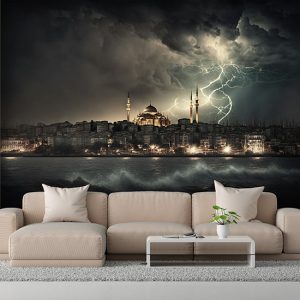 Eşsiz İstanbul Manzarası Boğaz ve Yağmurlu Hava Duvar Kağıdı D-00540